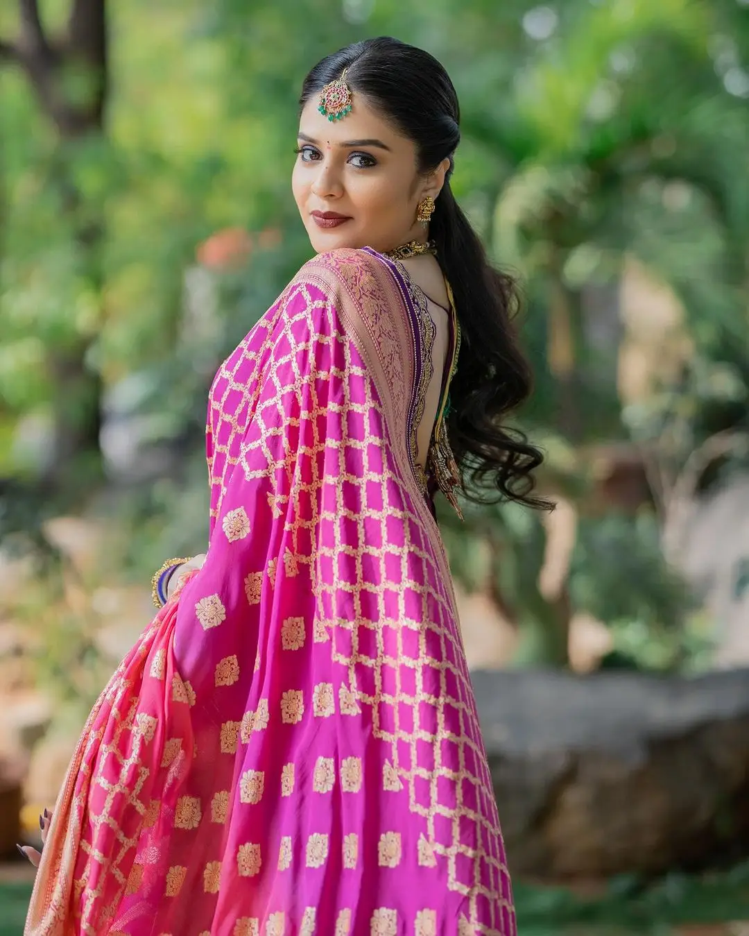 ETV Actress Sreemukhi in Violet Lehenga Choli